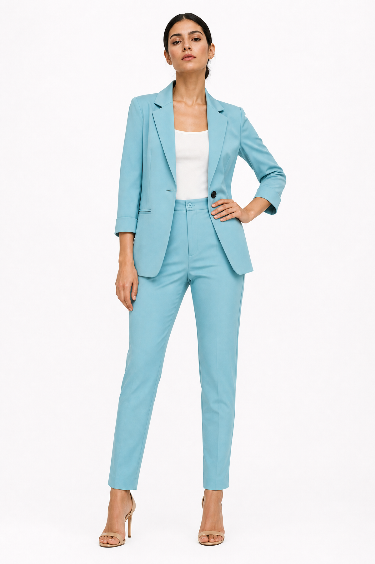 Set AGATA, Blazer mit 3/4-Ärmel und gerade Hose