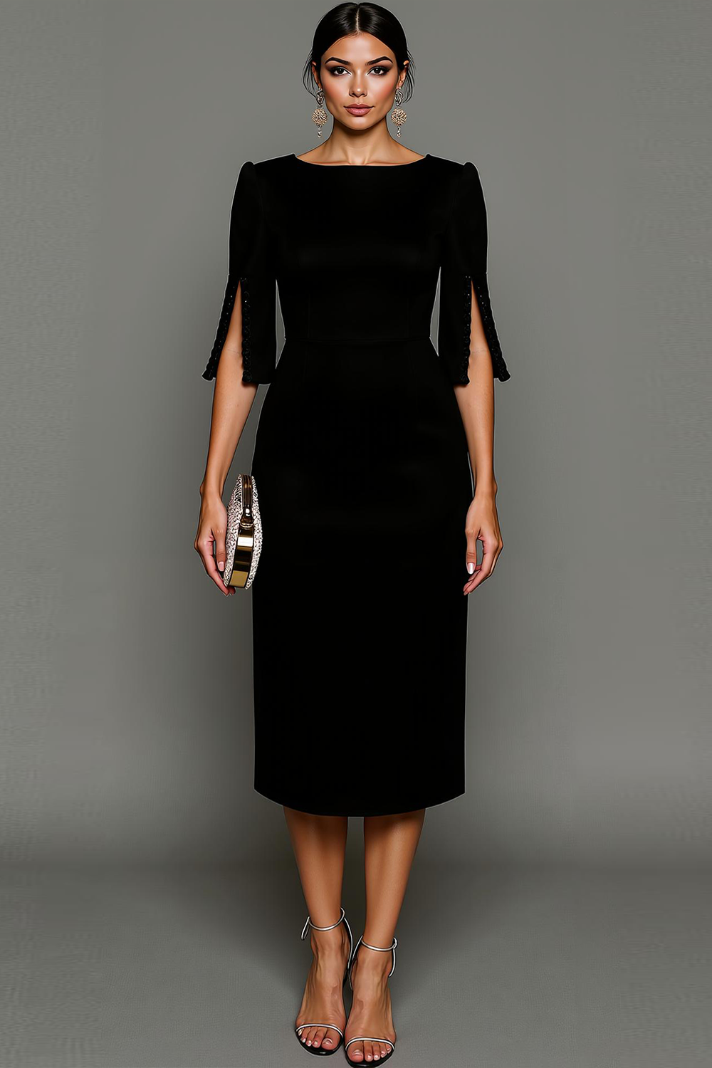 Sukienka Klara | Ołówkowa midi z dekoltem bateau