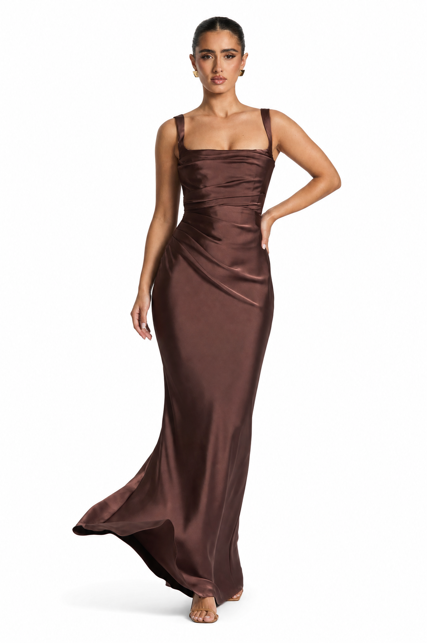 Sukienka Jolanta - satynowa maxi ze sznurowaniem